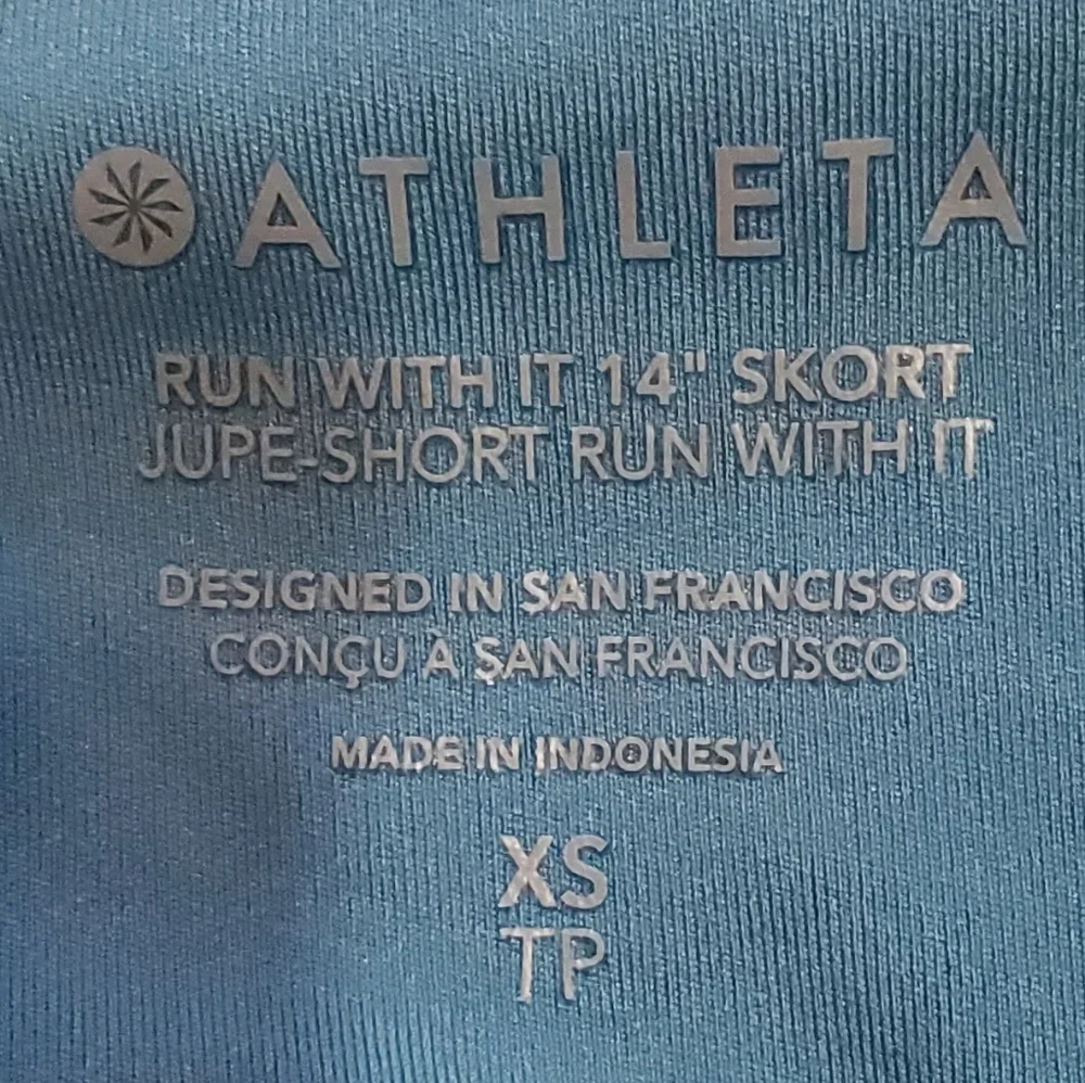 Athleta Floral Teal Skort. Secure Waist Zipper In Back. Sz XS Like New - Picture 2 of 8